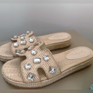 Jessica Simpson Slip on Rhinestone Flat Sandals